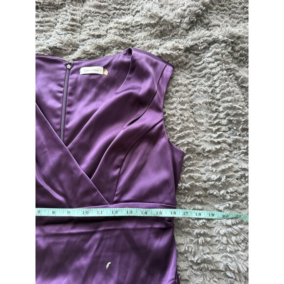 Calvin Klein Purple Sleeveless V-Neck Ruched Mini Sheath Dress 12 - Picture 7 of 8